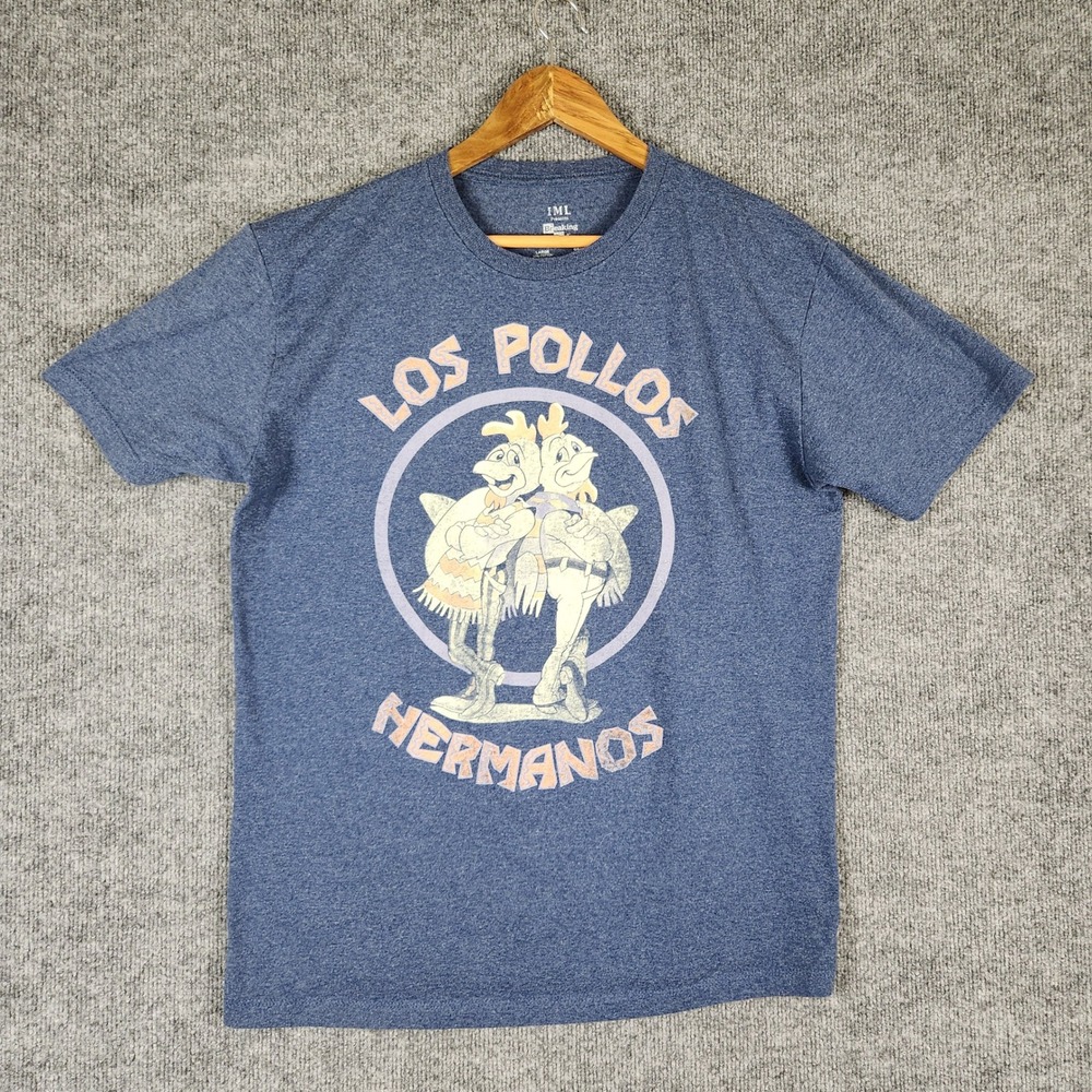 IML Breaking Bad Graphic T-Shirt Los Pollos Hermanos Mens Large Blue Heathered